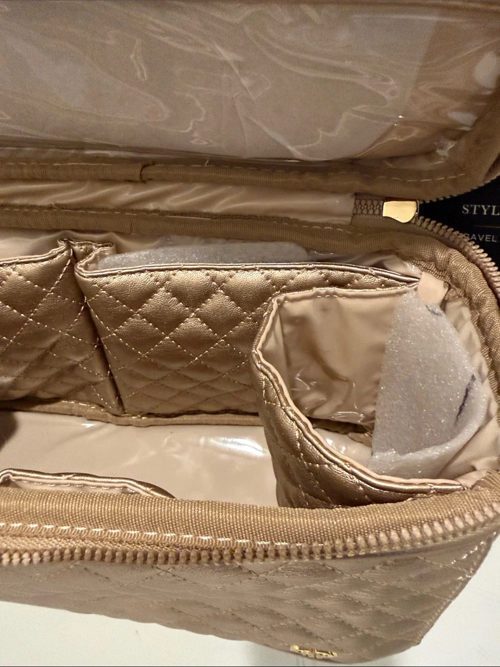PurseN Quilted Metallic Taupe Cosmetic Case New with Tags